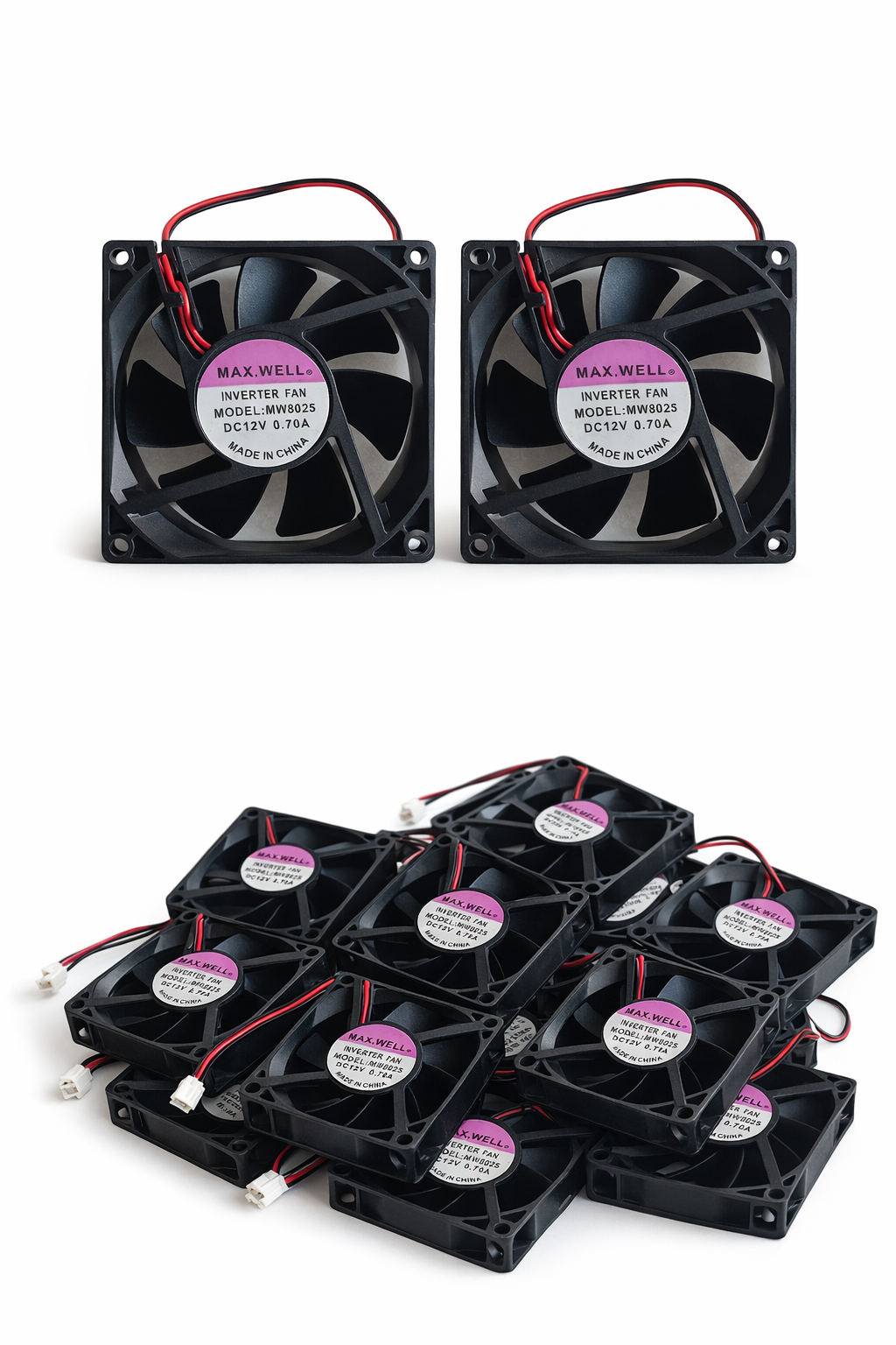 INVERTER FAN 2pin MODEL: MW8025 DC12V 0.70A MAX.WELL®  MADE IN CHINA