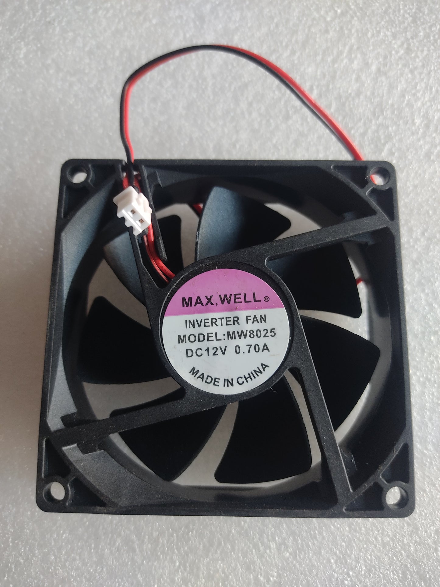 INVERTER FAN 2pin MODEL: MW8025 DC12V 0.70A MAX.WELL®  MADE IN CHINA